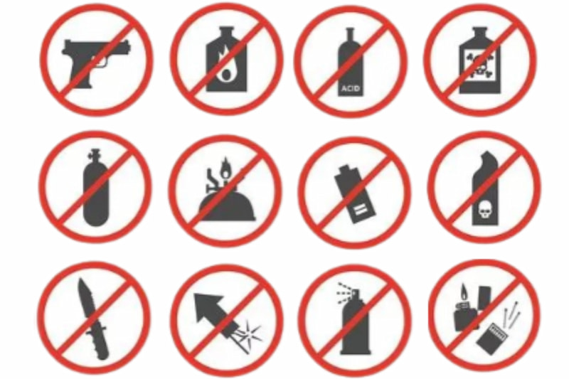 Artículos restringidos en el equipaje de mano